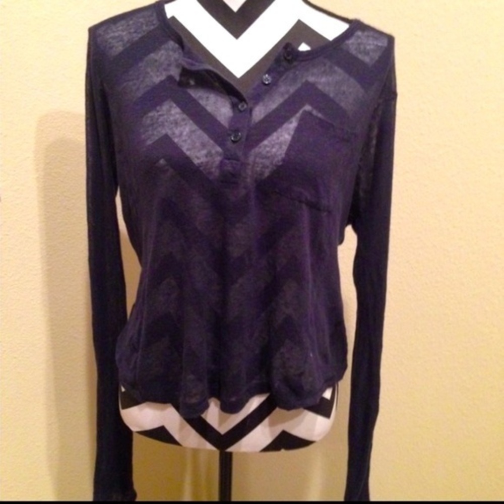 VINCE Navy Blue Button Down Light Top Women’s Smal